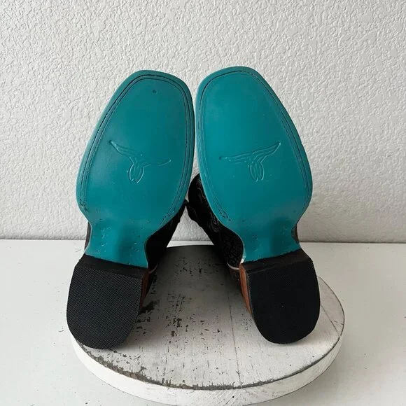 Lane SARATOGA Square Toe Cowboy Boots Dark Brown Western Cowgirl Mid Calf 6 - Picture 10 of 13